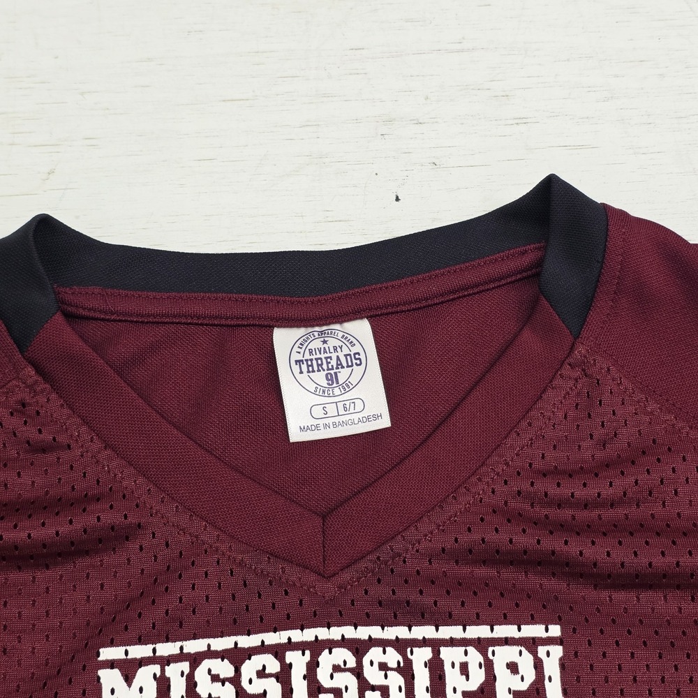 Mississippi State Bulldogs Football Jersey Maroon NCAA Youth Kids Boys Sz S 6/7 - Picture 4 of 8